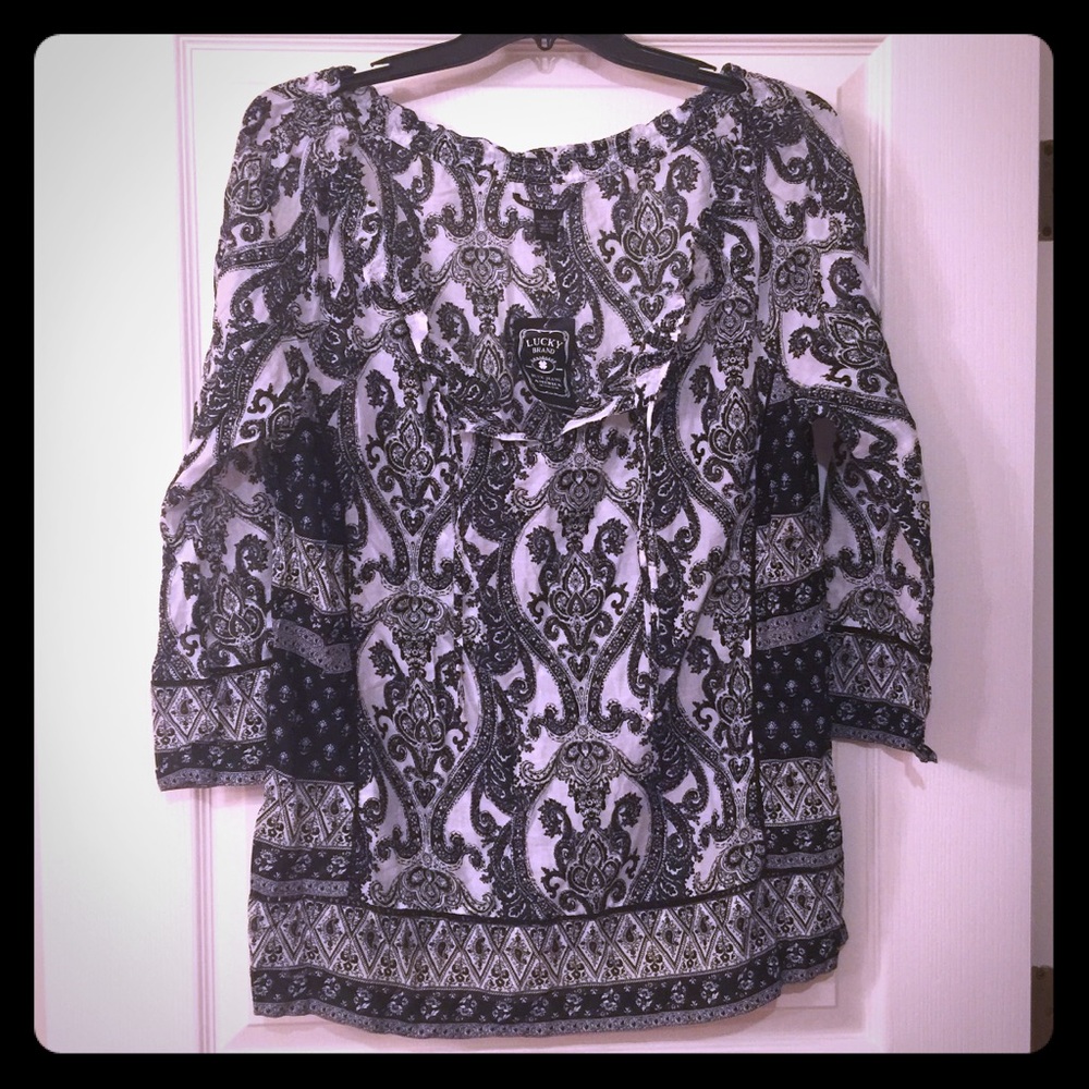Lucky Brand Black and White Light-weight Top